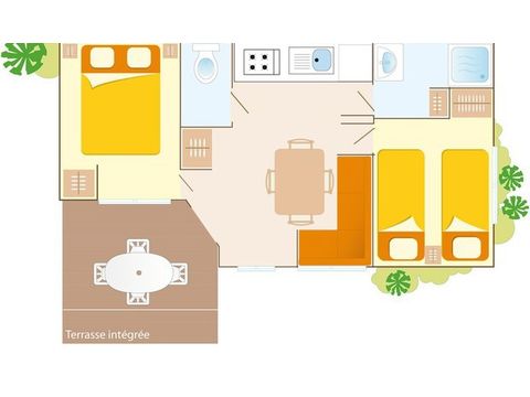 STACARAVAN 6 personen - Comfort XL | 2 slaapkamers | 4/6 Pers | Verhoogd terras | Airconditioning