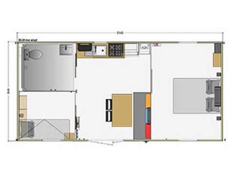 Mobilheim 4 Personen - Komfort - 2 Zimmer PMR