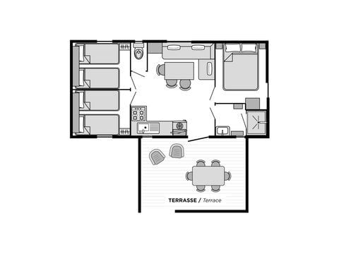 Mobilhome 6 personnes - COTTAGE - 3 chambres - TV - CLIM - Lave-vaisselle