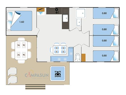 Mobile home 6 persons - Vaucluse - 28m² - 3 bedrooms + Jacuzzi