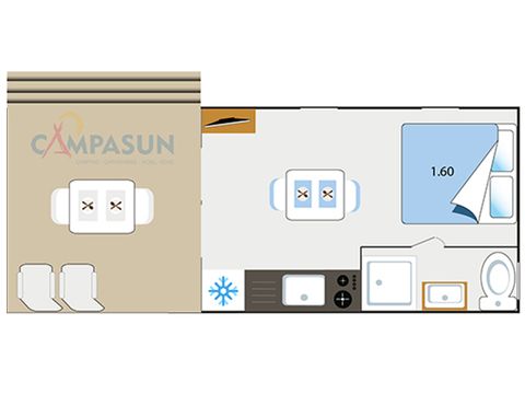Mobile home 2 persons - Key west - 20m² - 1 Bedroom