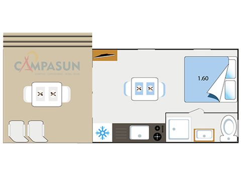 MOBILHEIM 2 Personen - Key west - 20m² - 1 Schlafzimmer