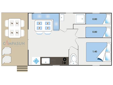 Mobilheim 4 Personen - Panoramisch - 24m² - 2 Schlafzimmer