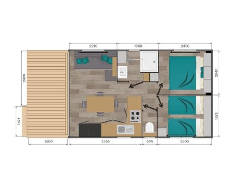 MOBILHOME 4 personnes - RAGUENES 2 chambres 4 personnes