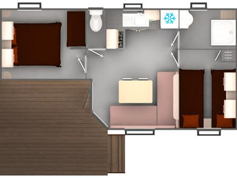 MOBILHOME 4 personas - Classic 3 Habitaciones 4 Personas + TV