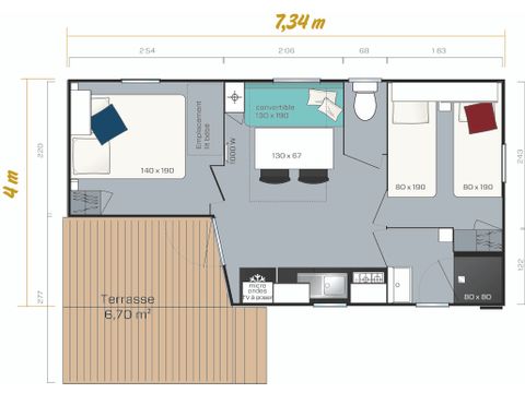 Mobile home 6 persons - 23 M²