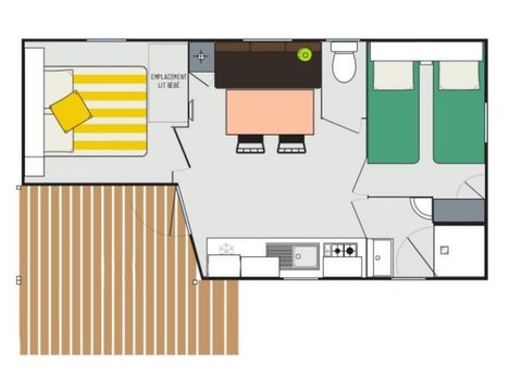 MOBILHOME 5 personas - Evasión 5 personas 2 habitaciones 23m², 2 baños
