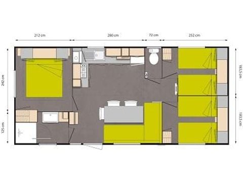 BUNGALOW 6 personnes - Mobil-home Forêt 34.5m² (3 chambres) (+ de 10 ans) + Terrasse + TV 4/6 pers