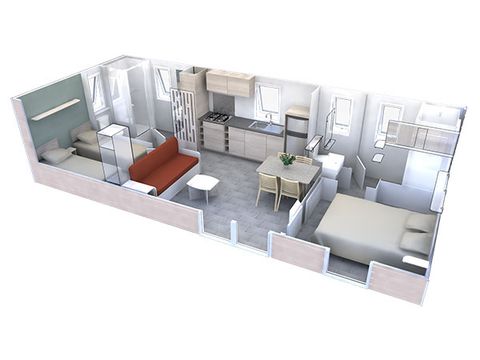 Lodge 5 personen - Cottage Floresta "Boszicht" 4/5p - 2 slaapkamers - TV - Airconditioning