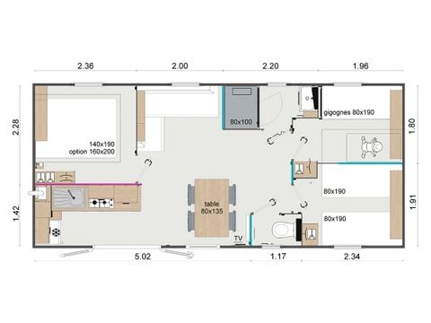 Stacaravan 6 personen - SAINT-JULIEN 3CH