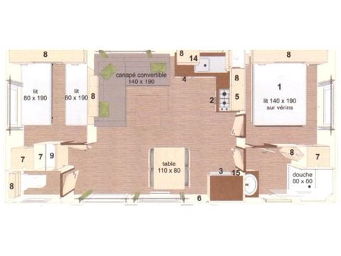 Stacaravan 4 personen - MOULIS 2CH