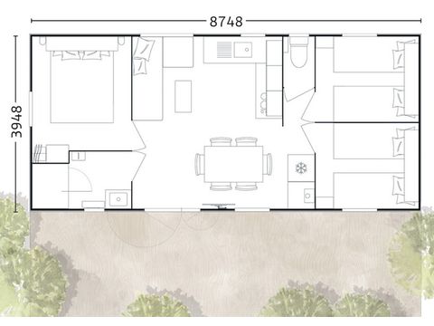 Mobilhome 6 personas - Mobil-home | Premium | 3 Dormitorios | 6 Pers | Terraza Salón | Aire acondicionado | TV