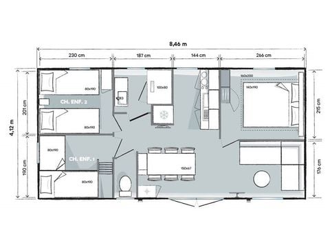 BUNGALOW 2 personas - 3 habitaciones - Max. 2 pax