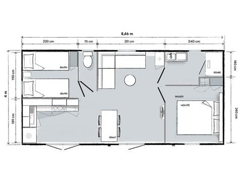 Bungalow 2 Personen - 2 Schlafzimmer