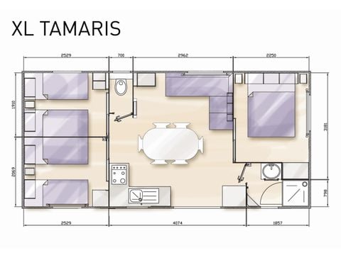MOBILHOME 6 personnes - Confort 32m² (3 chambres) + terrasse semi-couverte 10m² + TV | 6 personnes