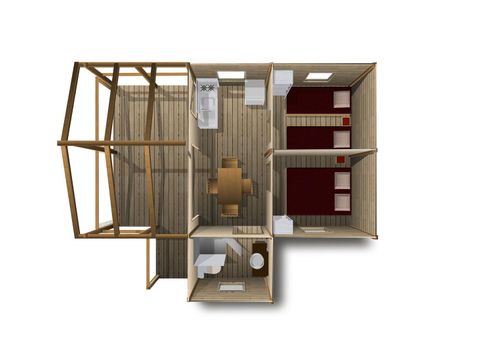 MOBILHEIM 5 Personen - Lodge SAHARI 24m² - 2 Zimmer - Terrasse 10m² (mit Sanitäranlagen)