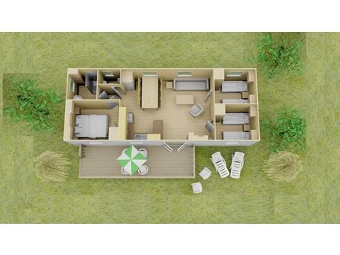 MOBILHOME 6 personas - Confort | 3 Dormitorios | 6 Pers. | Terraza individual | Aire acondicionado.