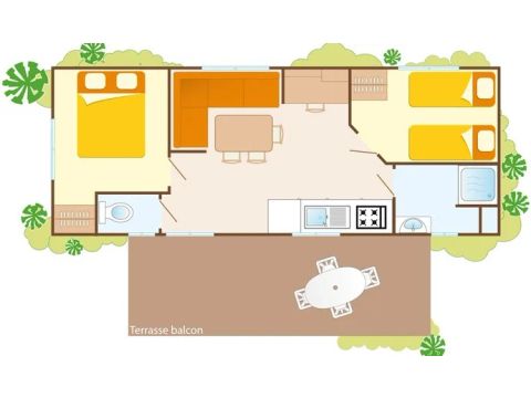 MOBILHOME 6 personas - Mobil-home | Clásico | 2 Dormitorios | 4/6 Pers. | Terraza elevada | Aire acondicionado.