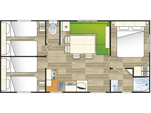 Stacaravan 6 personen - Familie Eco - 30 m²
