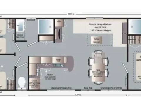 Mobile home 7 persons - Family XL 40 m² - air-conditioned 6/7 pers