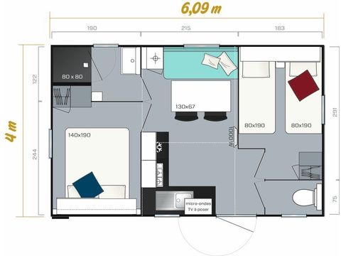 Mobile home 4 persons - Vénus 22m² 4 pers