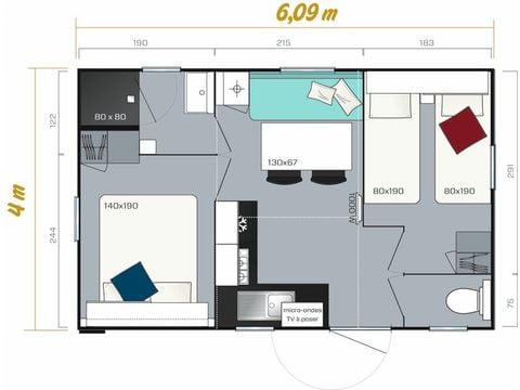 MOBILHOME 4 personas - Vénus 22m² 4 pers