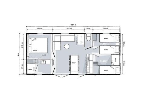 Mobile home 6 persons - Family Premium - 35m² - air-conditioned 6 pers