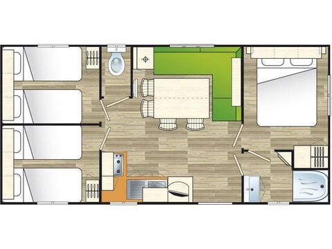 Stacaravan 6 personen - Familie 30 m²