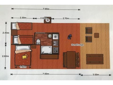 Safarizelt 5 personen - Zelt Ciela Nature Lodge - 2 Schlafzimmer - Voll ausgestattete Küche - Badezimmer