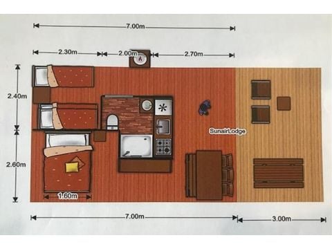 Tente en toile et en bois 5 personnes - Tente Ciela Nature Lodge - 2 chambres - Cuisine équipée – Salle de bain