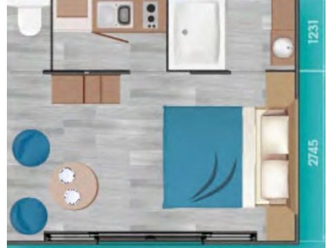 MOBILHOME 2 personnes - Mobil Home confort + 1 chambre 2 personnes, 16 m² (modèle 2020)					