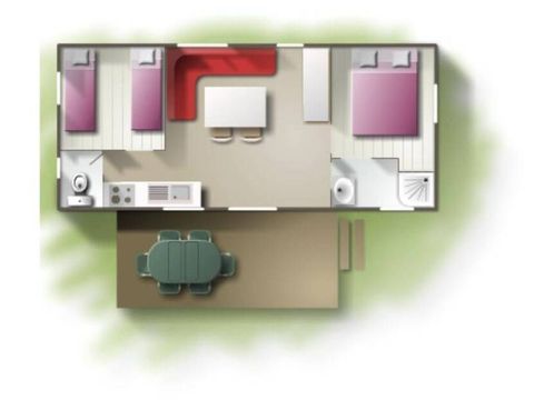 MOBILHOME 4 personas - Casa móvil clásica de 2 dormitorios para 4 personas, 32 m² (modelo 2019)