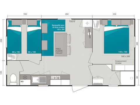 Mobilheim 4 Personen - 2 Zimmer