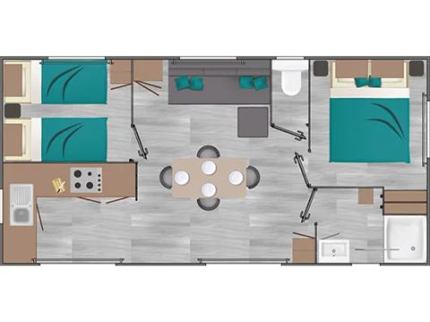 Stacaravan 6 personen - 3/6 pers. met airconditioning