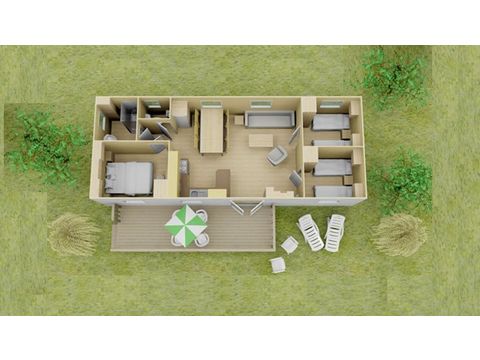 MOBILHOME 6 personas - Confort | 3 Dormitorios | 6 Pers. | Terraza elevada | Aire acondicionado