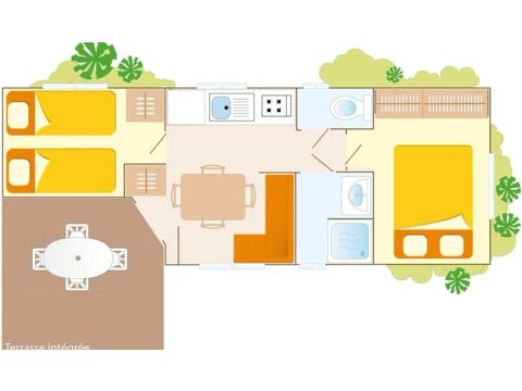 Stacaravan 4 personen - Classic XL | 2 slaapkamers | 4 pers. | Single terras
