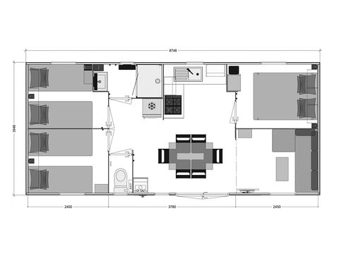 Stacaravan 7 personen - FAMILIE PLUS AIRCONDITIONING