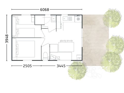 Mobile home 4 persons - Bergamo 23m² - 2 bedrooms