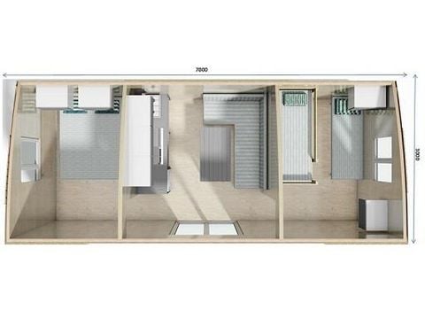Mobilhome 4 personas - Elite Toile & Bois de 21 m² - 2 dormitorios - Sin baño - FORMULA - HOTELERA