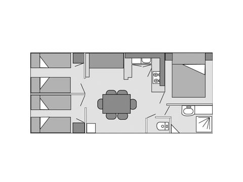 Stacaravan 6 personen - Tamaris 30 m² - 3 slaapkamers - HOTELFORMULE