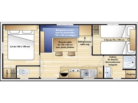 MOBILHOME 4 personas - Mobil home ECO Dimanche - 2 habitaciones - 34m² terraza incluida 4 pers.