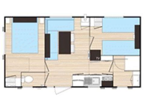 MOBILHOME 6 personas - Mobilhome PRIVILEGE Dimanche - 2 habitaciones - 40m² terraza incluida 1/6 pers
