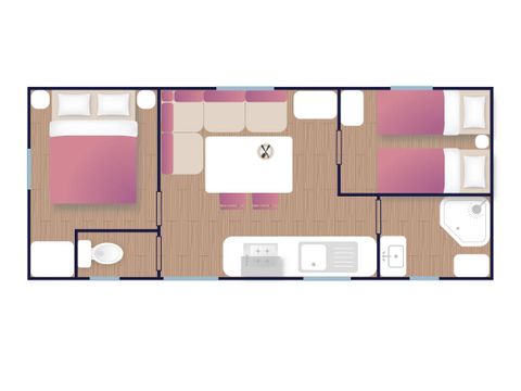 Stacaravan 4 personen - Stacaravan comfort TATIANA - 23m² (2 kamers)
