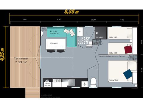 MOBILHOME 4 personas - Confort 24m² 2 habitaciones