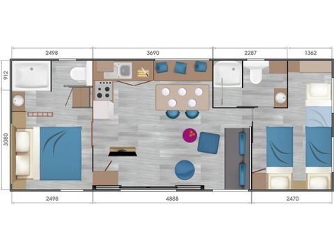 MOBILE HOME 6 people - Premium Luxe 40m² (2bed-4/6 pers.)