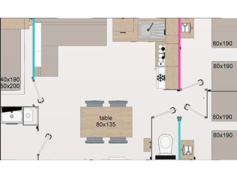 Mobilheim 6 Personen - Premium - 3 Schlafzimmer