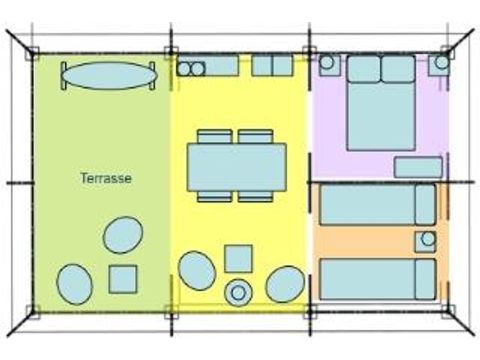 Tent van canvas en hout 5 personen - LODGE zonder sanitair