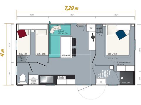 Mobile home 7 persons - Classic 4/7 seater,