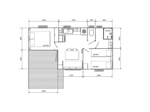 BUNGALOW 4 personnes - Ciela Confort Compact - 2 chambres