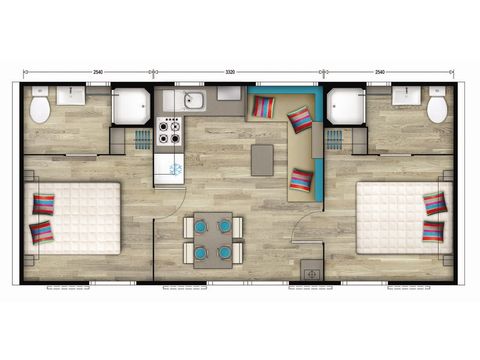 Mobile home 4 persons - | Premium | 2 Bedrooms | 4 Pers | Raised terrace | Air conditioning | TV